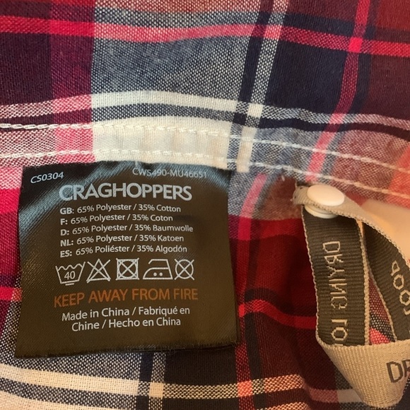 Craghoppers Red Plaid Button Down Shirt Women’s Size 12 Extra Large - Picture 8 of 8